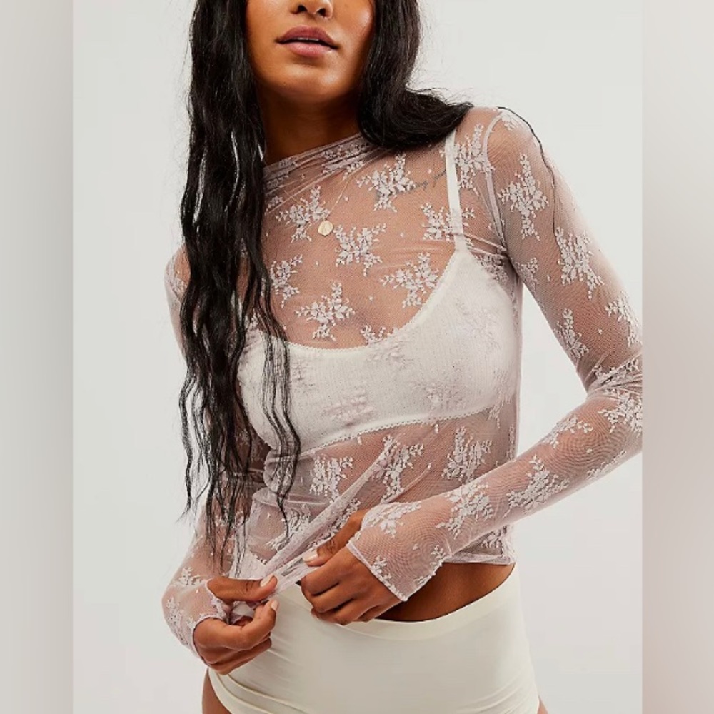 NWT still in bag # Lady Lux Layering Top in ivory lace size medium